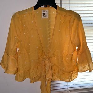 yellow tie blouse with stars